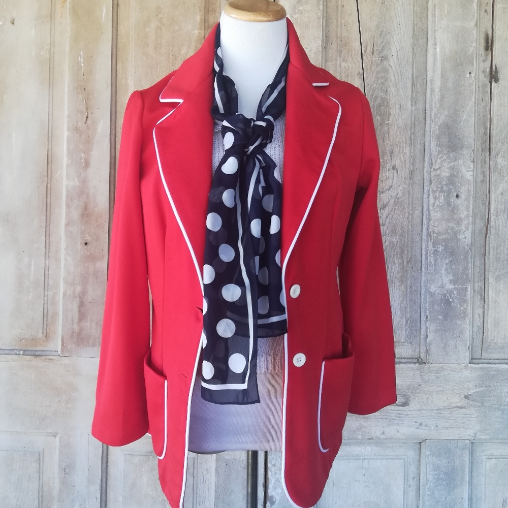 Vintage Red Polyester Blazer